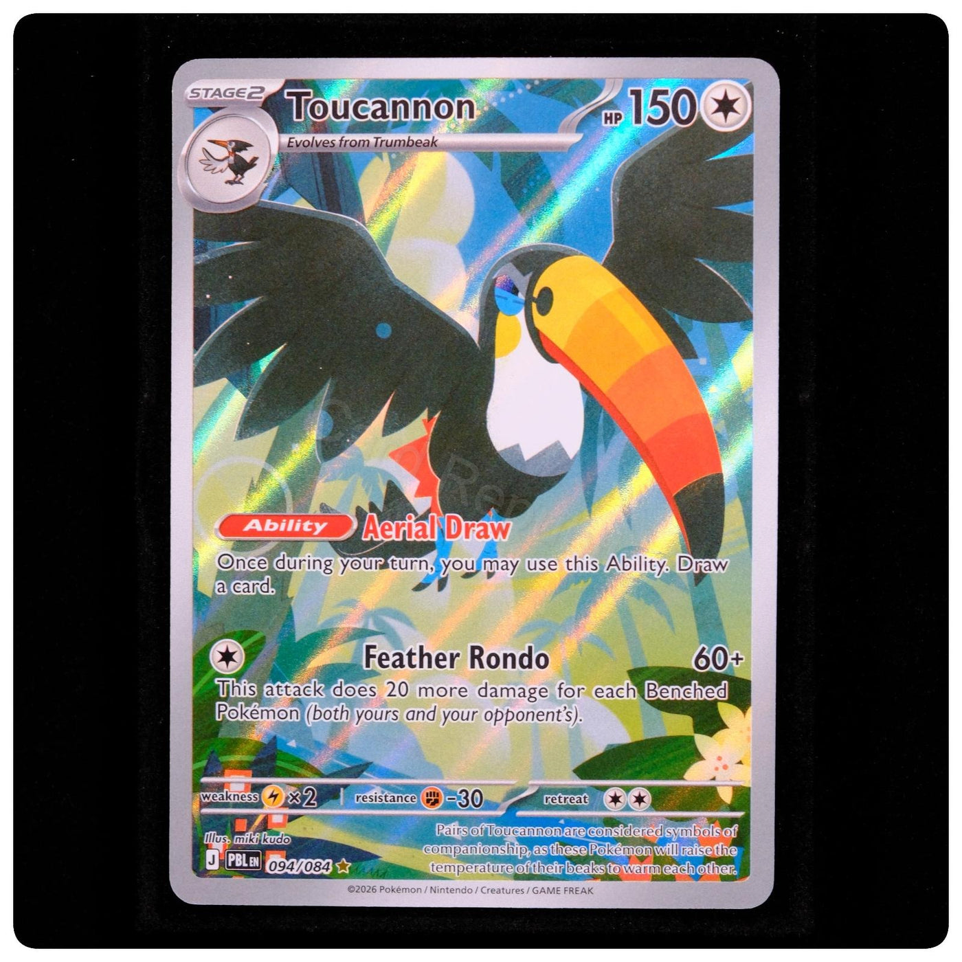 Toucannon 094/084 - Pitch Black Pokemon Holo - miki kudo - NM