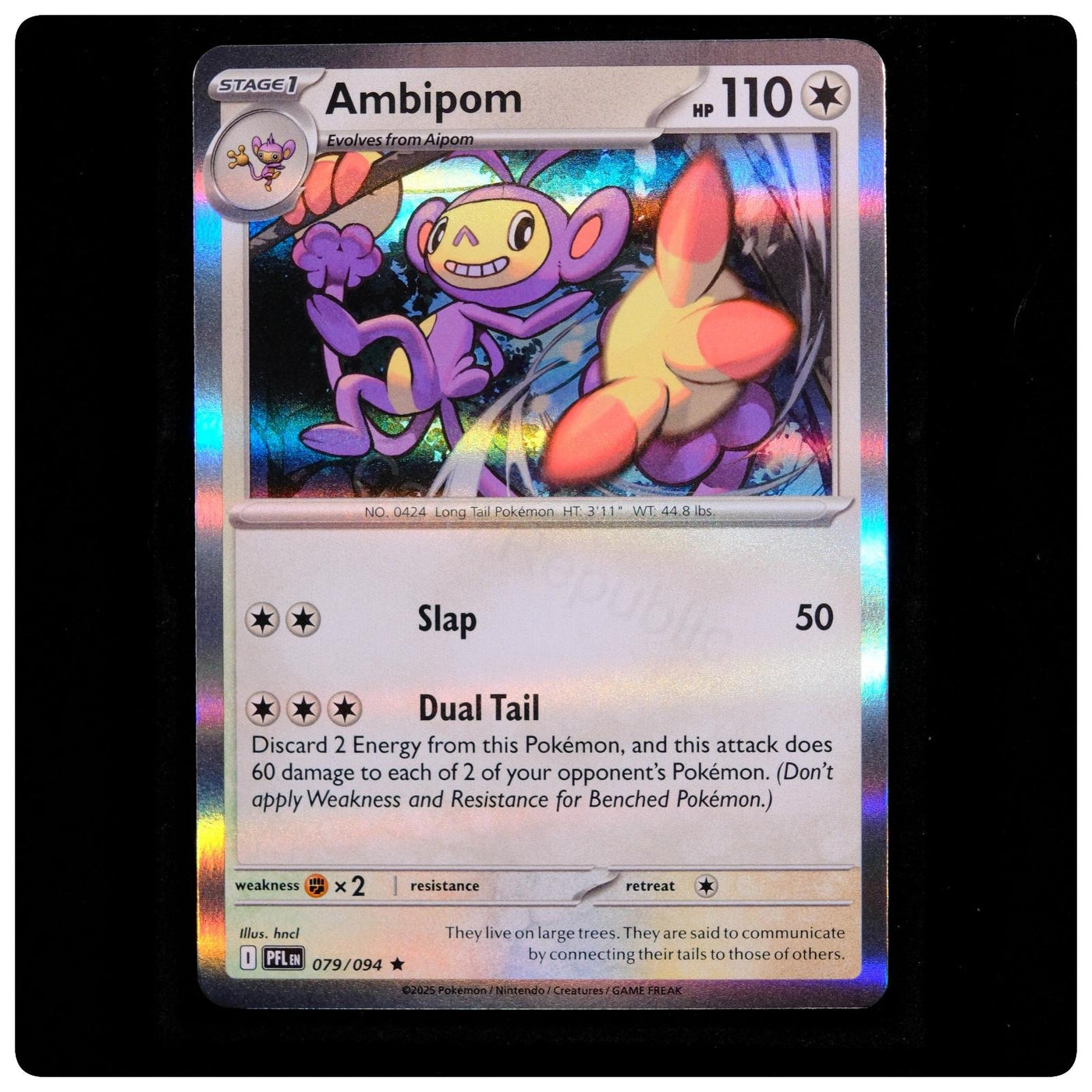 Ambipom 079/094 Rare - Phantasmal Flames 2025 Pokemon Holo - hncl - Near Mint