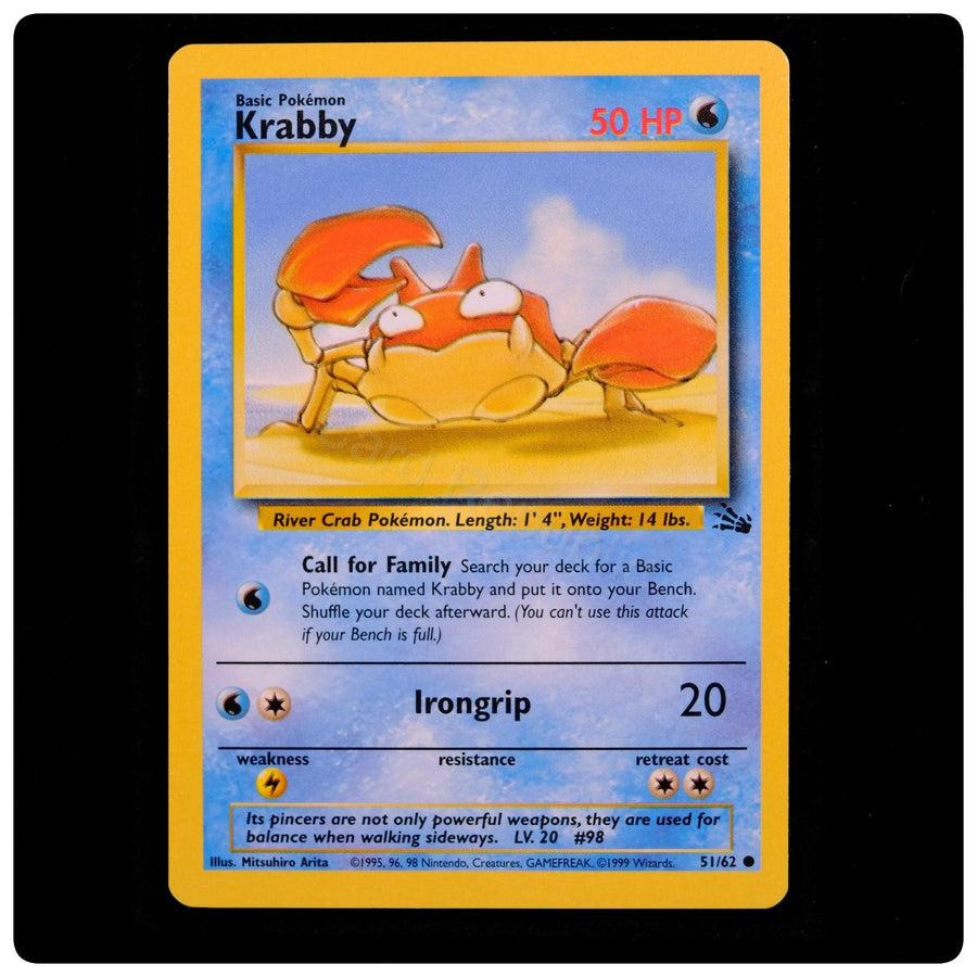 Krabby 51/62 Common - Fossil 1999 Pokemon Unlimited - Mitsuhiro Arita - NM/M