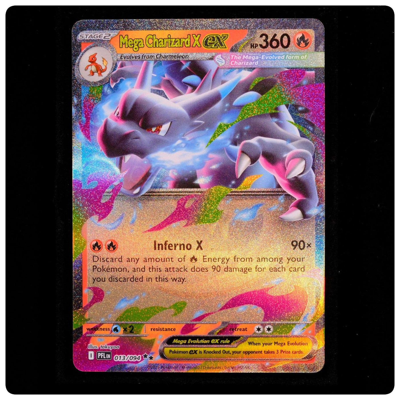 Mega Charizard X ex 013/094 - Phantasmal Flames Pokemon Holo - takuyoa - NM