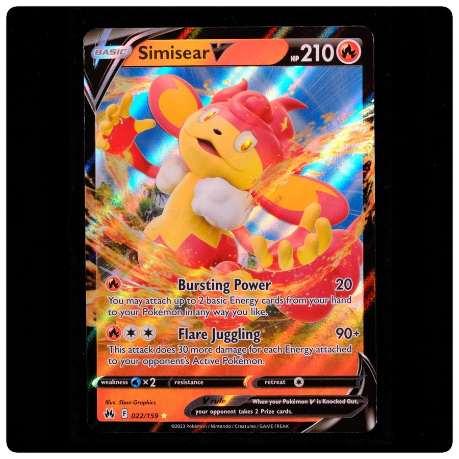 Simisear V 022/159 Holo V Rare - Crown Zenith Pokemon - 5ban Graphics - NM