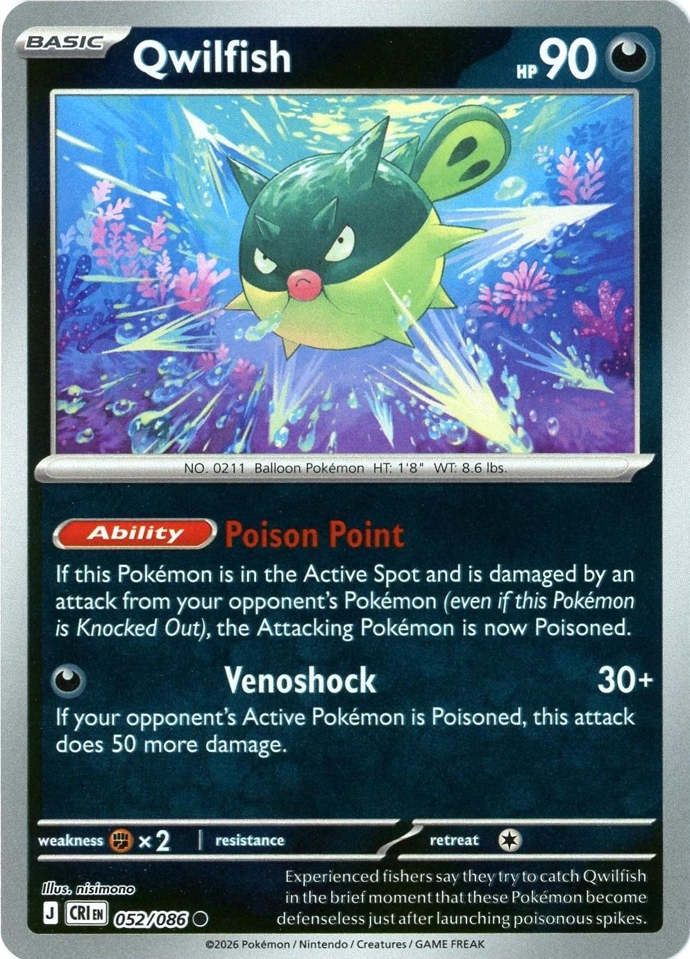 Qwilfish [Reverse Holo] - Chaos Rising - 52