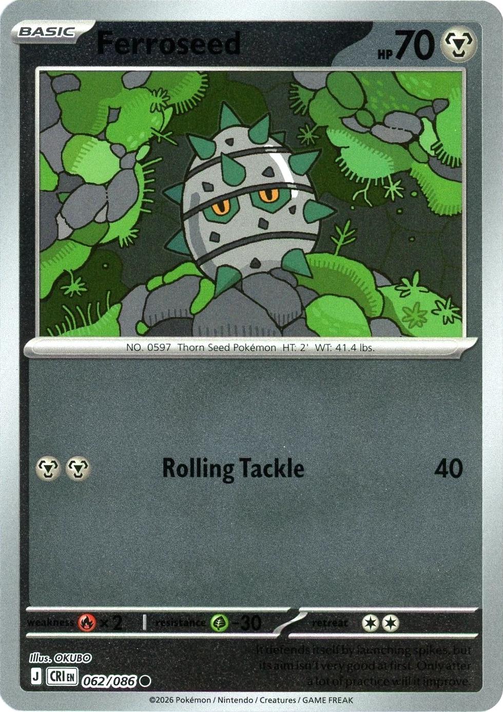 Ferroseed [Reverse Holo] - Chaos Rising - 62