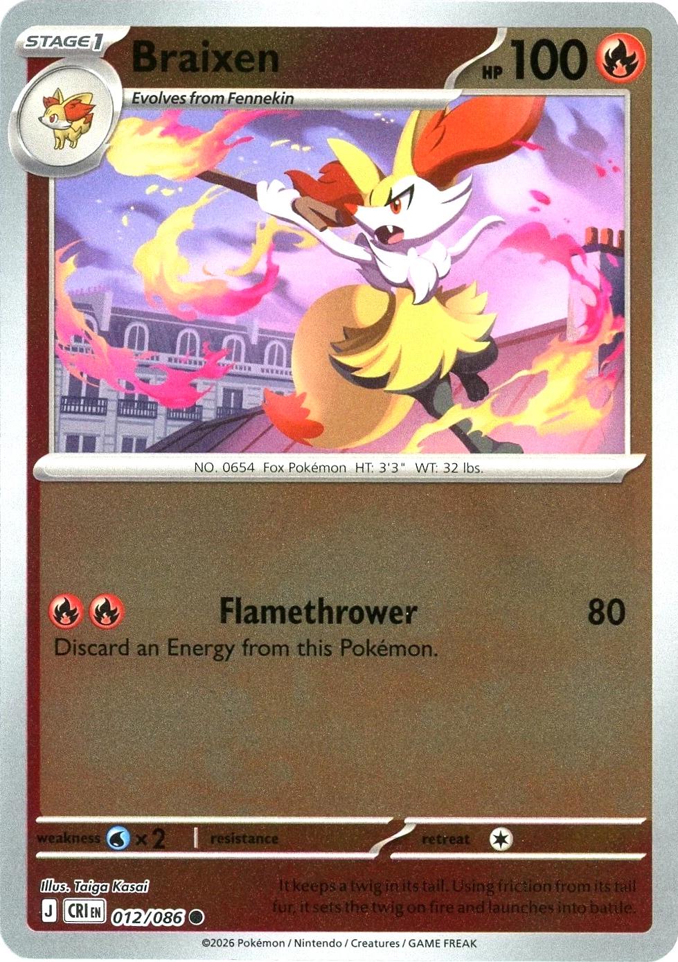 Braixen [Reverse Holo] - Chaos Rising - 12