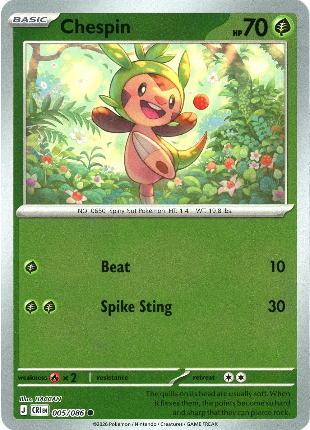 Chespin [Reverse Holo] - Chaos Rising - 5