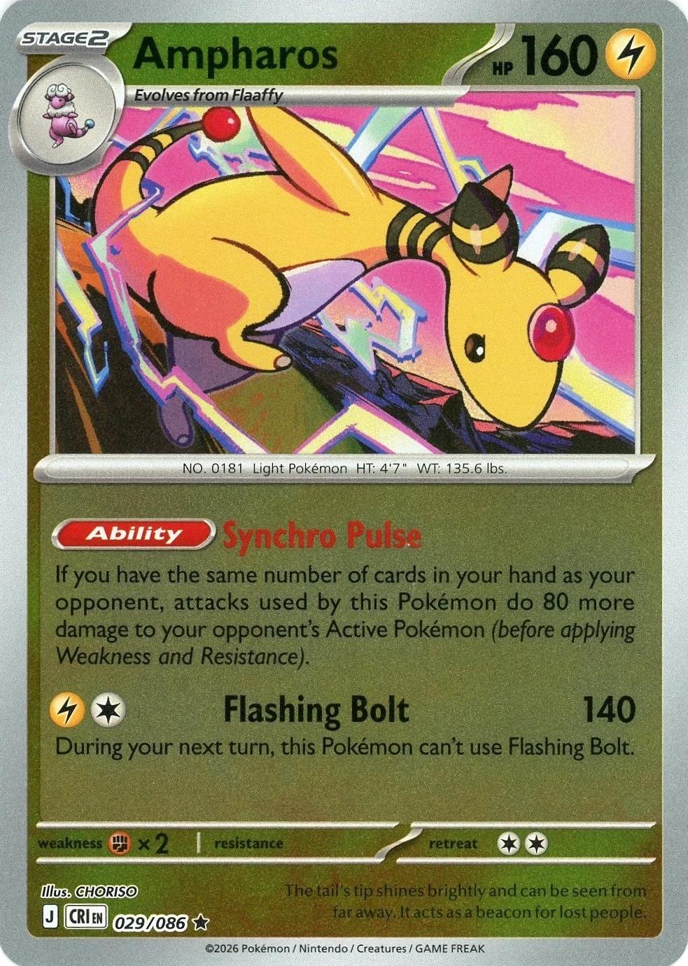 Ampharos [Reverse Holo] - Chaos Rising - 29