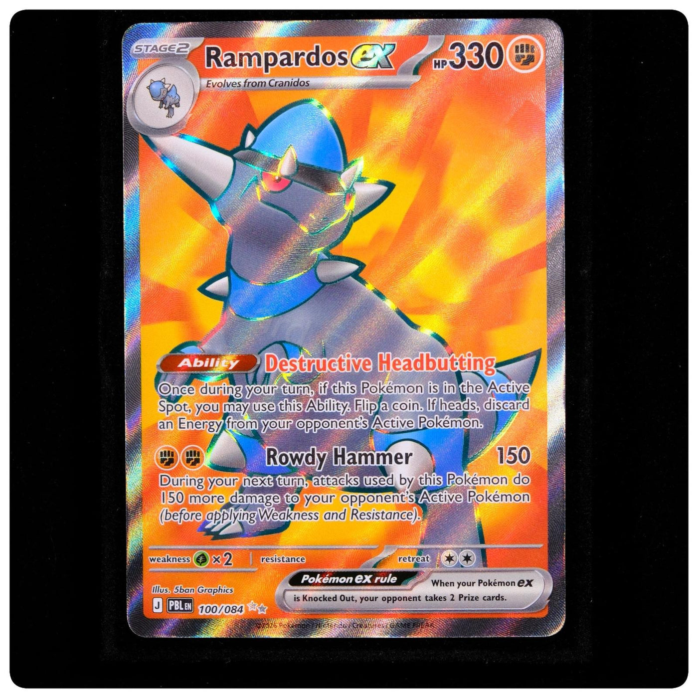 Rampardos ex 100/084 - Pitch Black Pokemon Holo - 5ban Graphics - NM