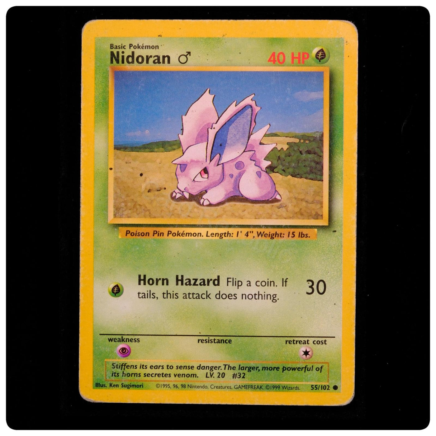 Nidoran M 55/102 Common - Base Set Unlimited 1999 Pokemon - Ken Sugimori - HP