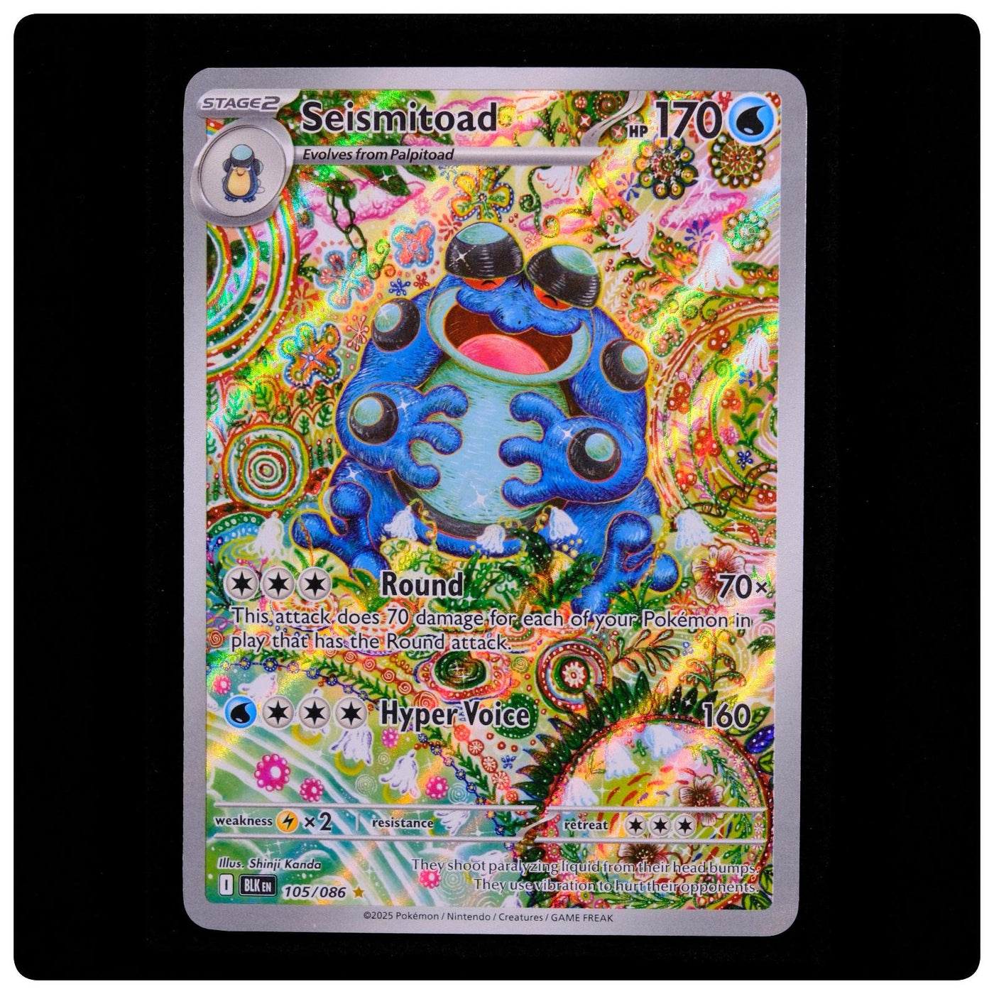 Seismitoad 105/086 Holo - Black Bolt Pokemon - Shinji Kanda - NM/M