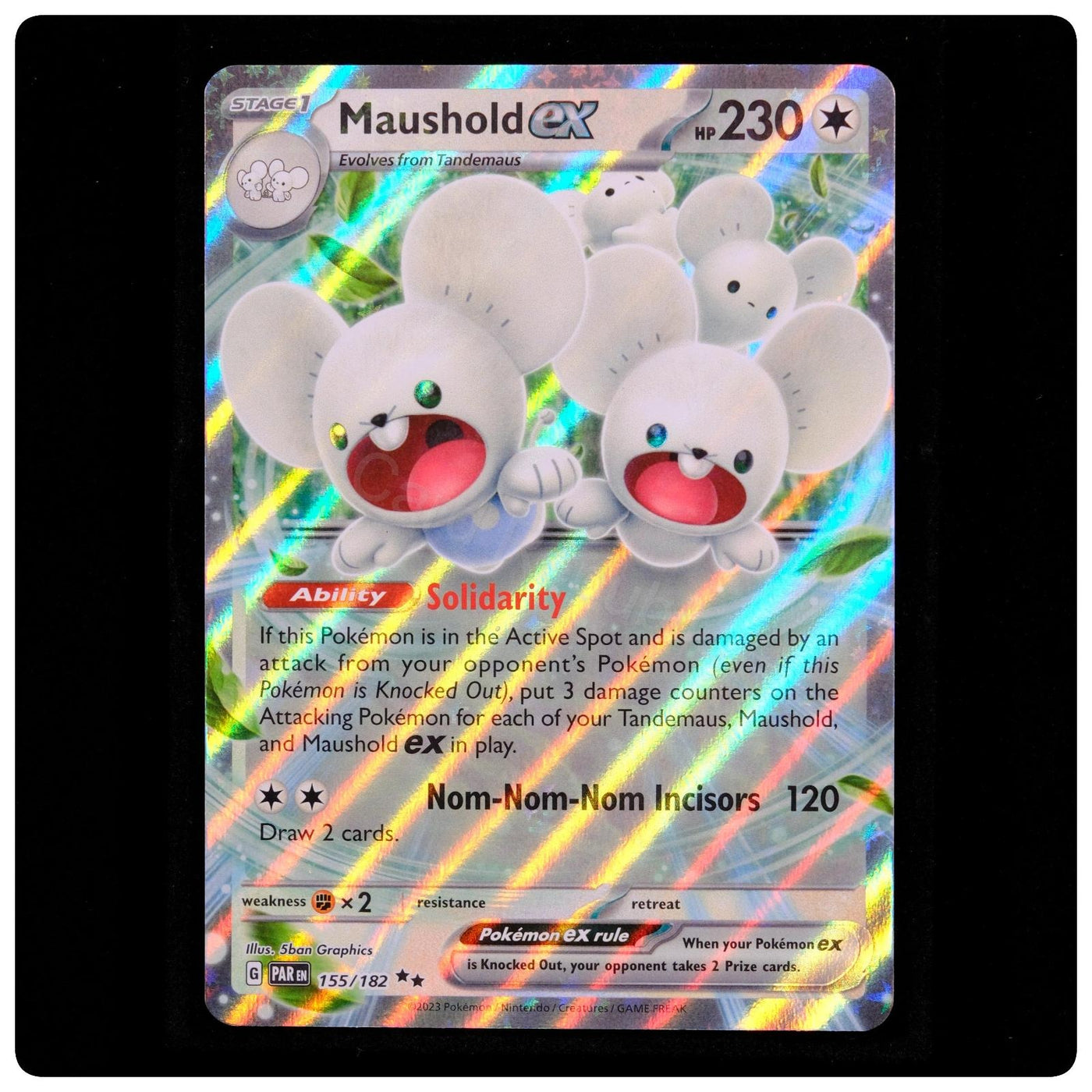 Maushold ex 155/182 - Paradox Rift Pokemon Holo - 5ban Graphics - NM