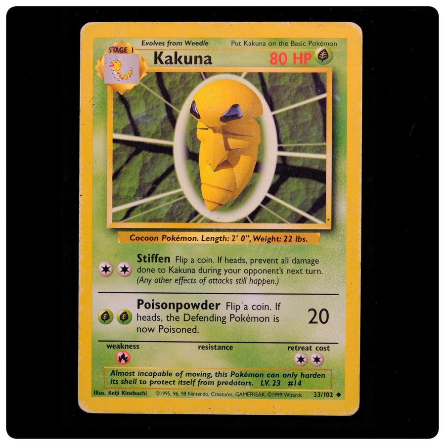 Kakuna 33/102 Uncommon - Base Set Unlimited 1999 Pokemon - keij - HP
