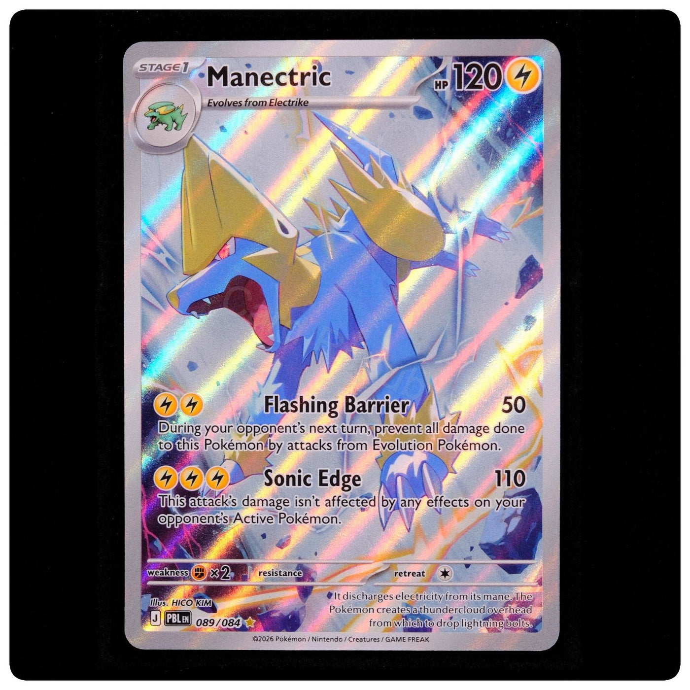 Manectric 089/084 Illustration Rare - Pitch Black Pokemon Holo - HICO KIM - NM