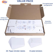 OYES Trading-Card Storage Box, 8-Pack • 1000 Count Corrugated Cardboard Storage Box with dividers & labels for TCG/Magic/Mtg storage and Collection, 14.4 INCH Horizontal
