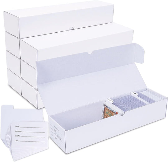 OYES Trading-Card Storage Box, 8-Pack • 1000 Count Corrugated Cardboard Storage Box with dividers & labels for TCG/Magic/Mtg storage and Collection, 14.4 INCH Horizontal