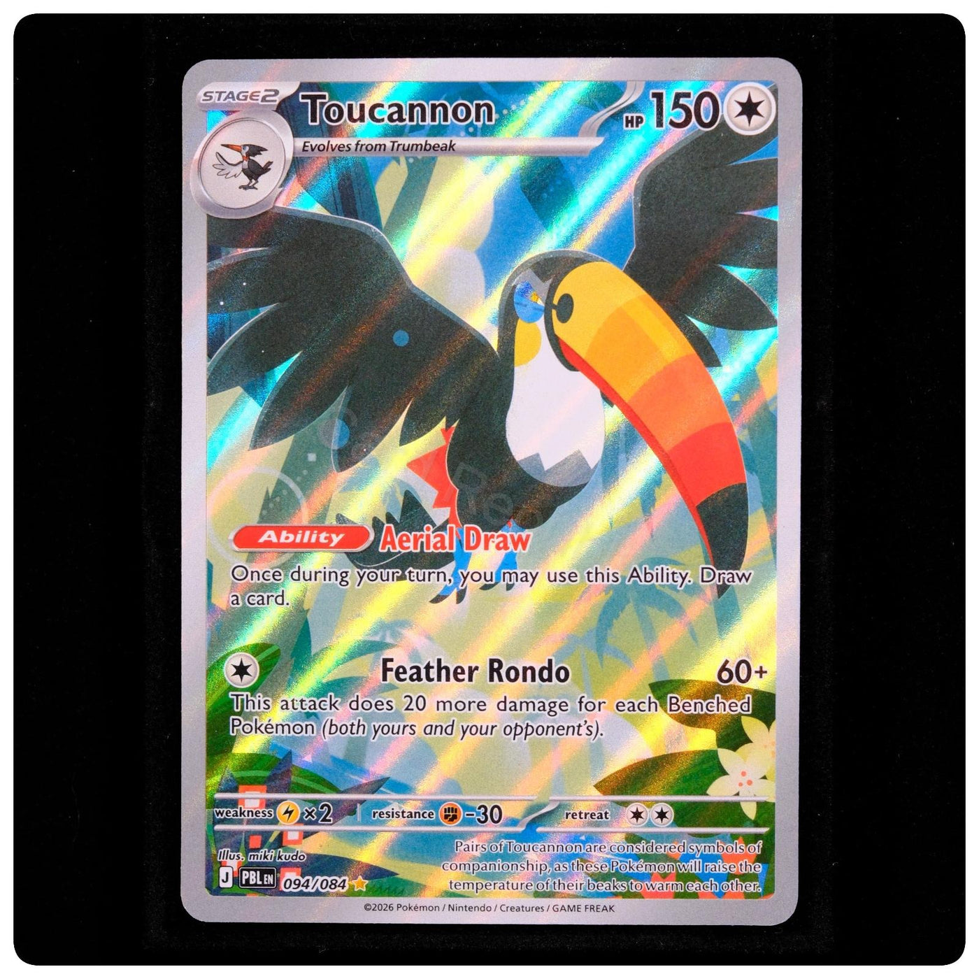 Toucannon 094/084 - Pitch Black Pokemon Holo - miki kudo - NM