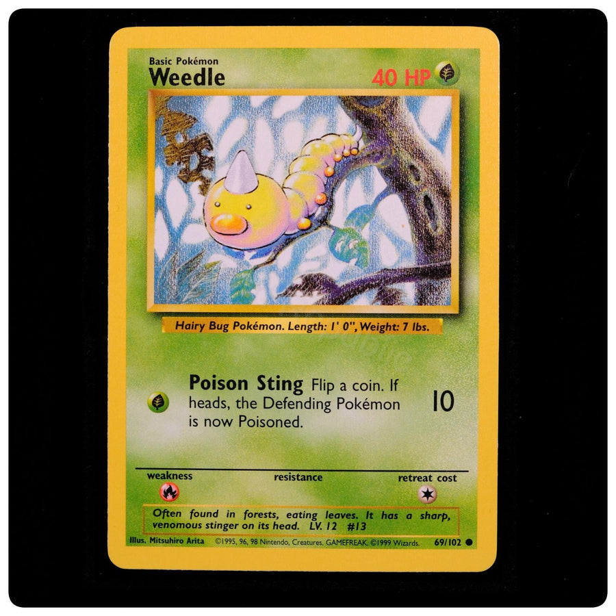 Weedle 69/102 Common - Base Set Unlimited 1999 Pokemon - Mitsuhiro Arita - LP