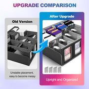 Trading Card Storage Box with Commander Display, 5-Row Deck Case with Removable Lid; 3900+ Card Deck Box for MTG TCG Sports, 5 Toploaders, 5 Stoppers, 48 Dividers,1 Dice Tray