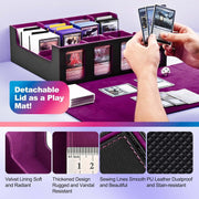 Trading Card Storage Box with Commander Display, 5-Row Deck Case with Removable Lid; 3900+ Card Deck Box for MTG TCG Sports, 5 Toploaders, 5 Stoppers, 48 Dividers,1 Dice Tray