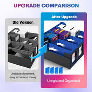 Trading Card Storage Box with Commander Display, 5-Row Deck Case with Removable Lid; 3900+ Card Deck Box for MTG TCG Sports, 5 Toploaders, 5 Stoppers, 48 Dividers,1 Dice Tray