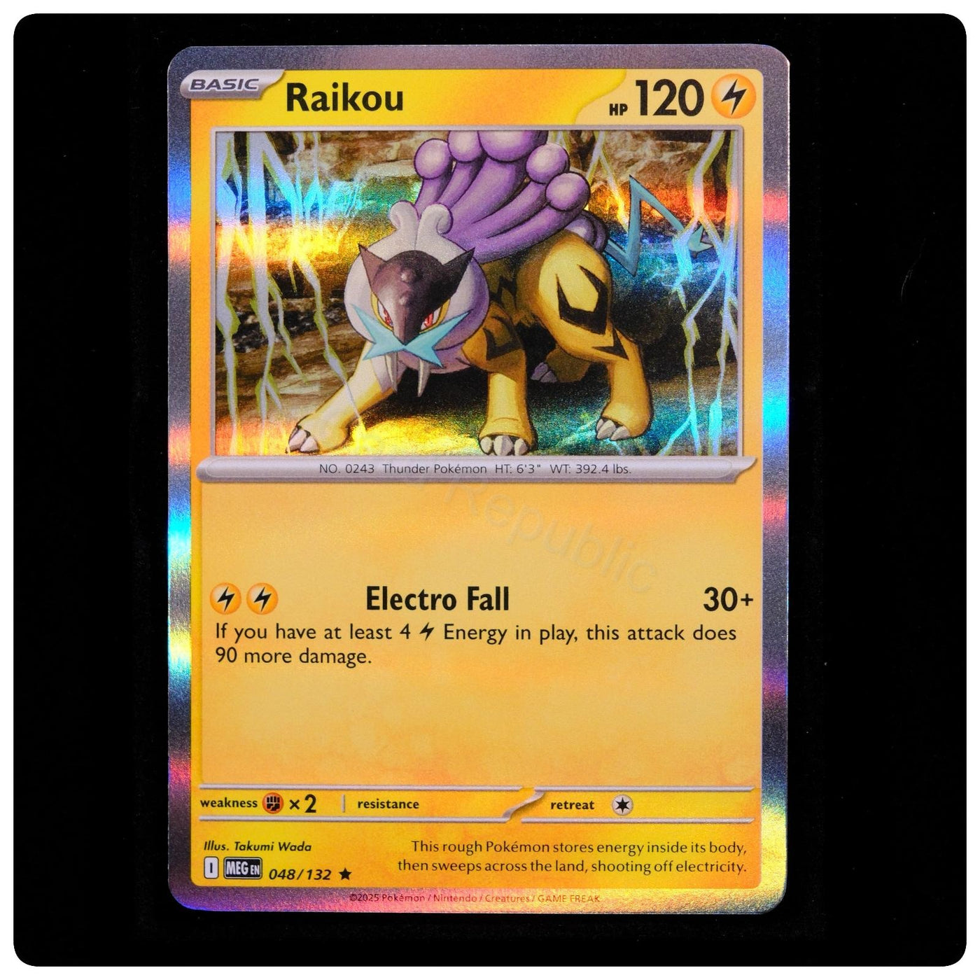 Raikou 048/132 Rare - Mega Evolution 2025 Pokemon Holo - Takumi Wada - Near Mint