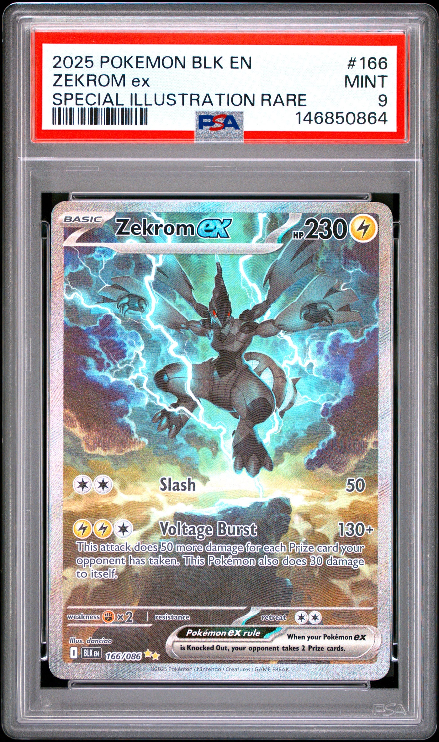 Zekrom EX 166/086 Special Illustration Rare - Black Bolt 2025 Pokemon - PSA 9