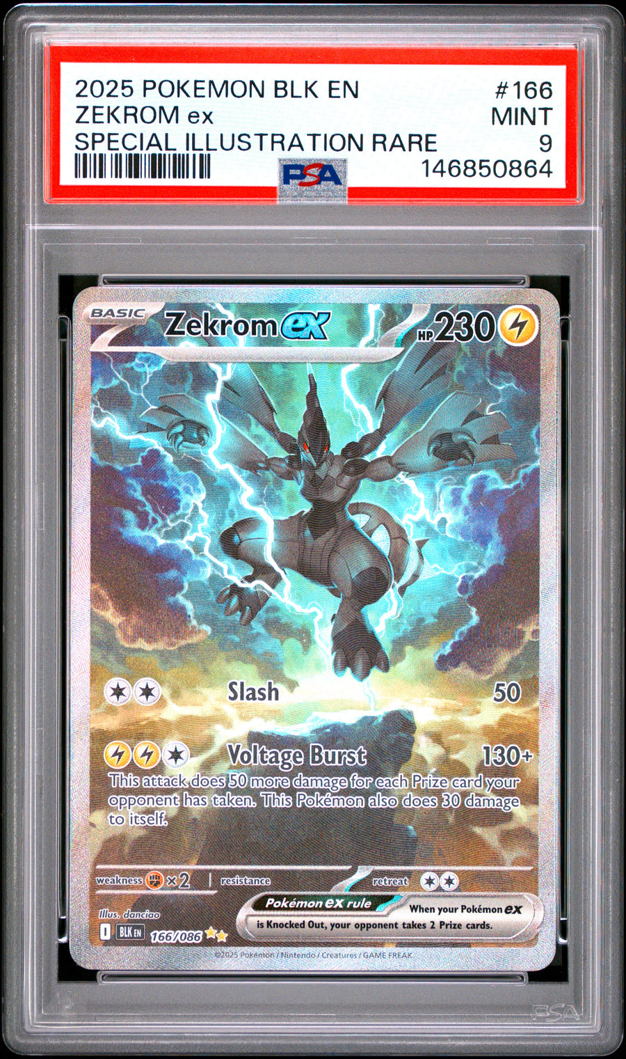 Zekrom EX 166/086 Special Illustration Rare - Black Bolt 2025 Pokemon - PSA 9