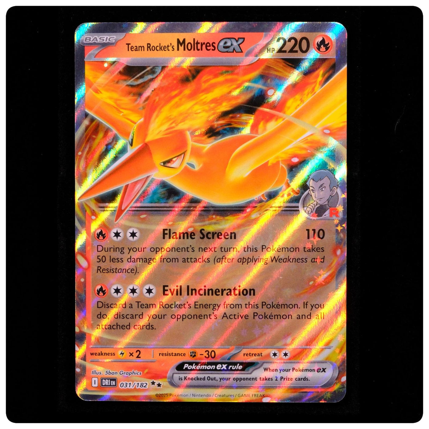 Team Rocket's Moltres ex 031/182 - Destined Rivals Pokemon - 5ban Graphics - NM