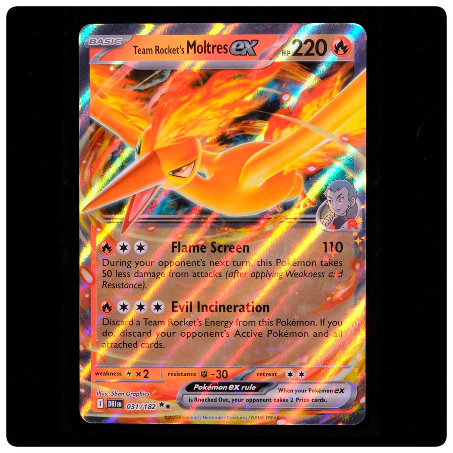 Team Rocket's Moltres ex 031/182 - Destined Rivals Pokemon - 5ban Graphics - NM
