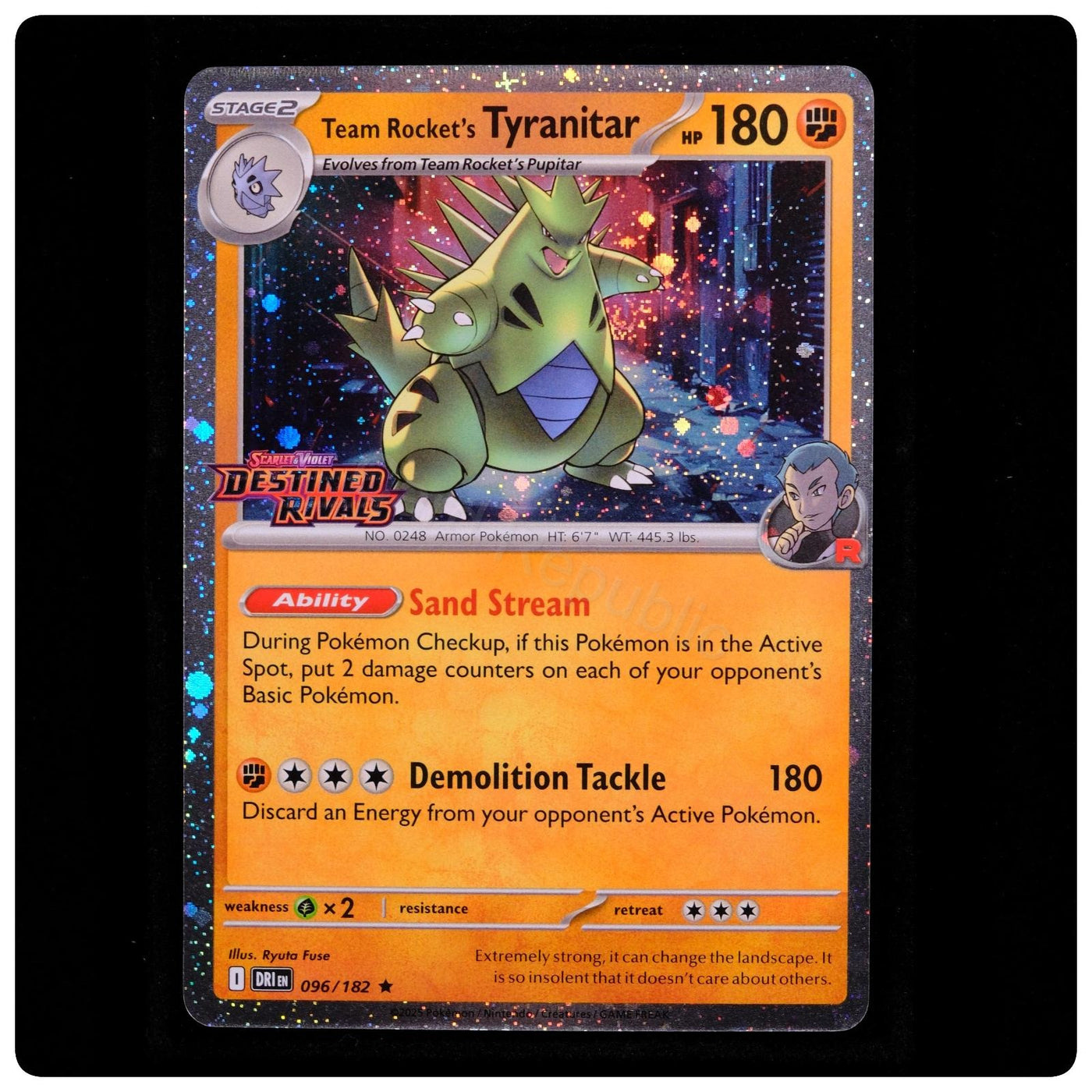 Team Rocket's Tyranitar (STAMPED) 096/182 Holo - Ryuta Fuse - NM