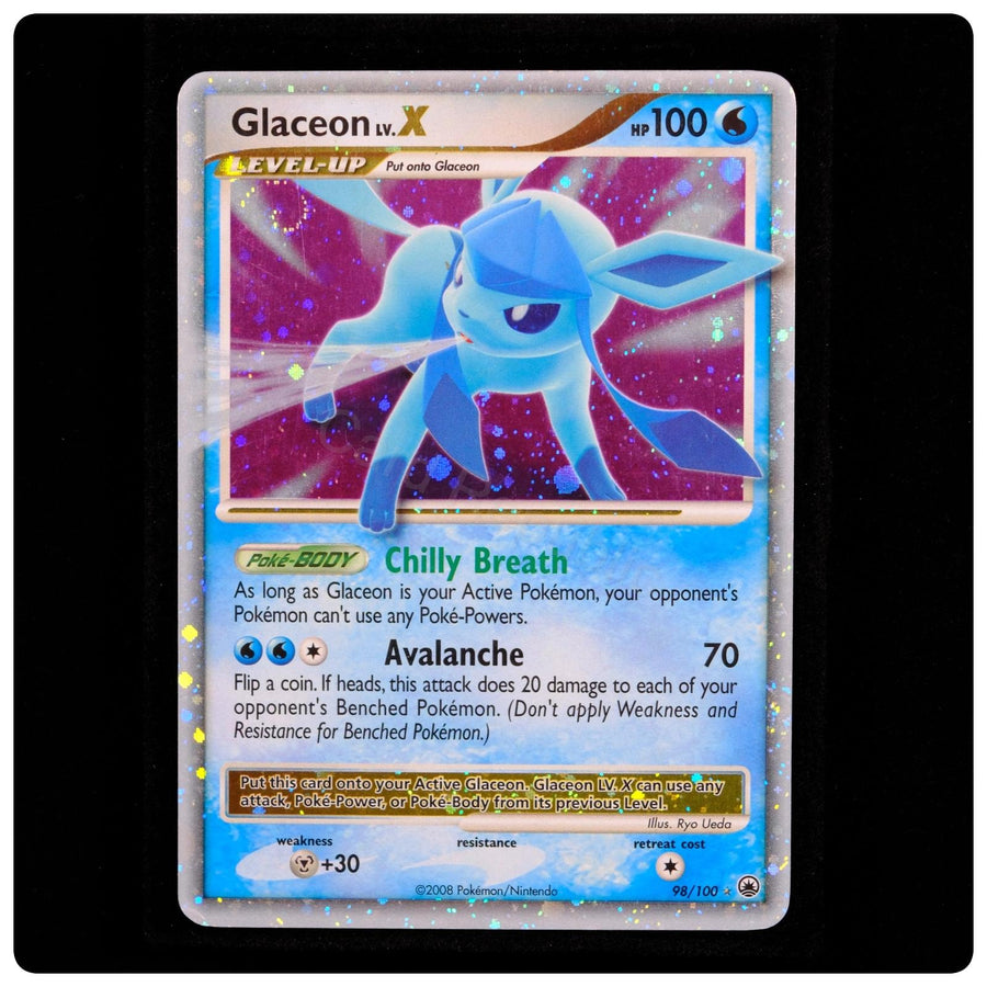 Glaceon LV.X 98/100 Holo LV.X Rare - Majestic Dawn 2008 Pokemon - Ryo Ueda - LP