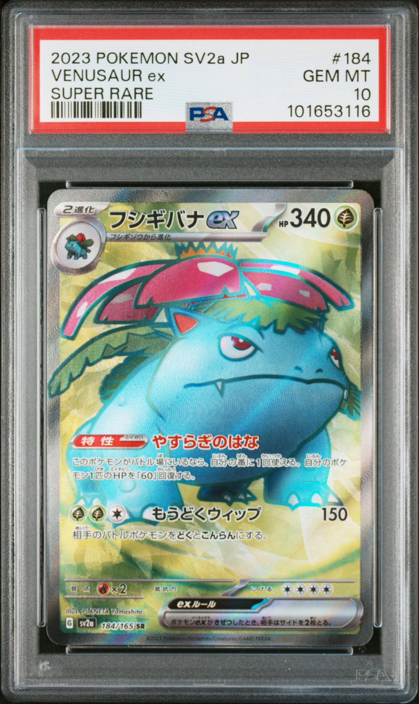 Venusaur EX 184/165 Super Rare - Sv2a Card 151 2023 Pokemon - Japanese PSA 10