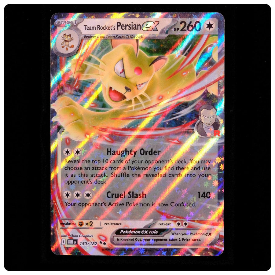 Team Rocket's Persian ex 150/182 - Destined Rivals Pokemon - 5ban Graphics - NM