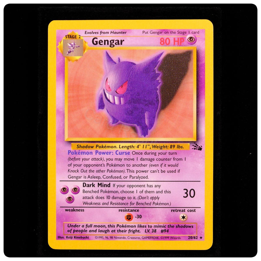 Gengar 20/62 Rare - Fossil 1999 Pokemon Unlimited - Keiji Kinebuchi - Mint