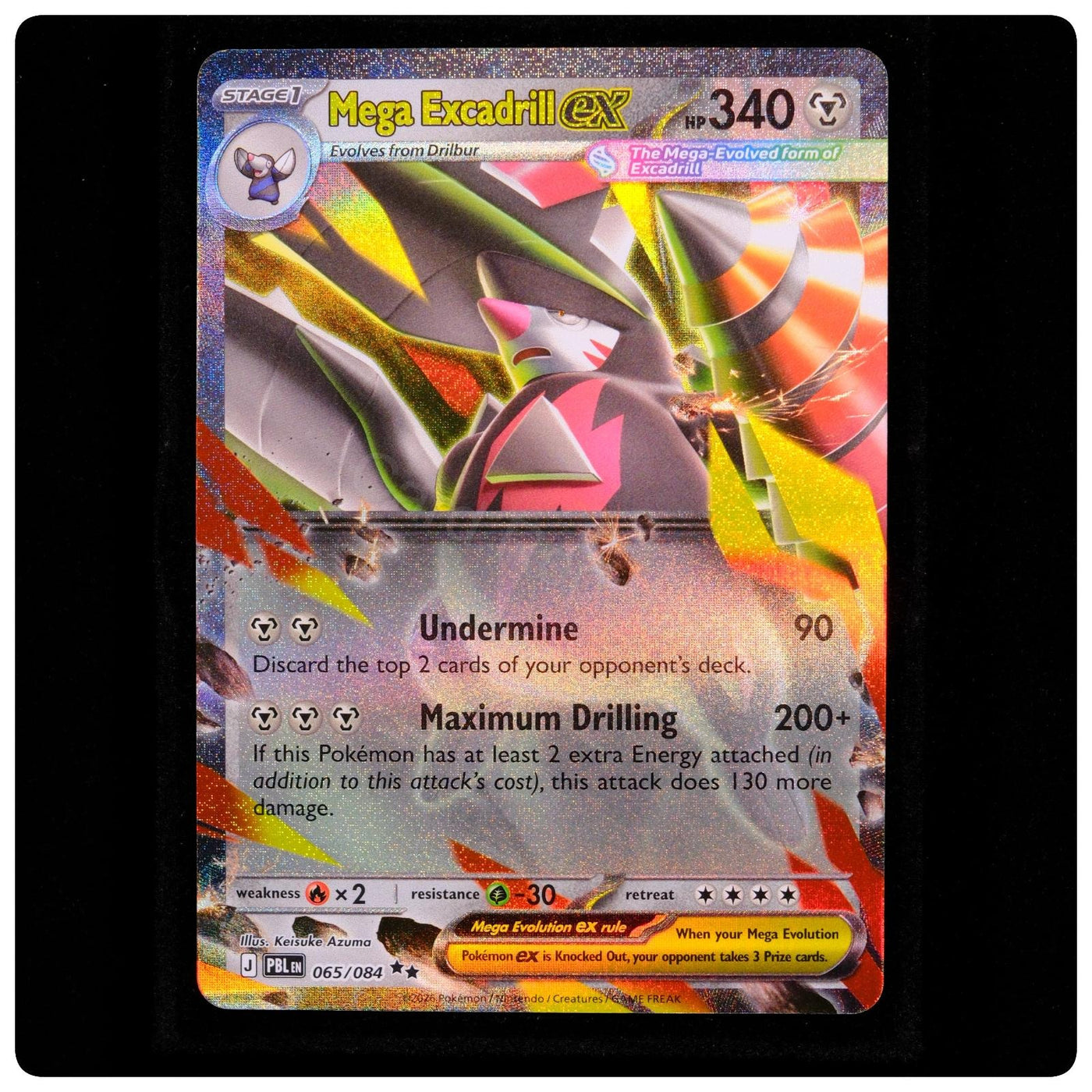 Mega Excadrill ex 065/084 - Pitch Black Pokemon Holo - Keisuke Azuma - NM
