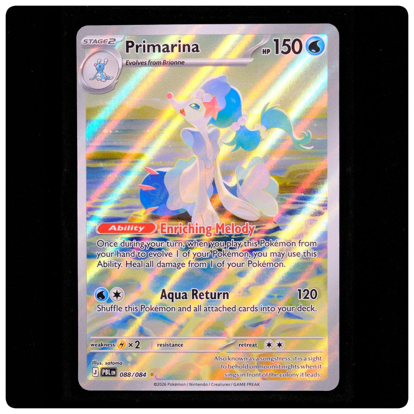 Primarina 088/084 Illustration Rare - Pitch Black Pokemon Holo - satoma - NM