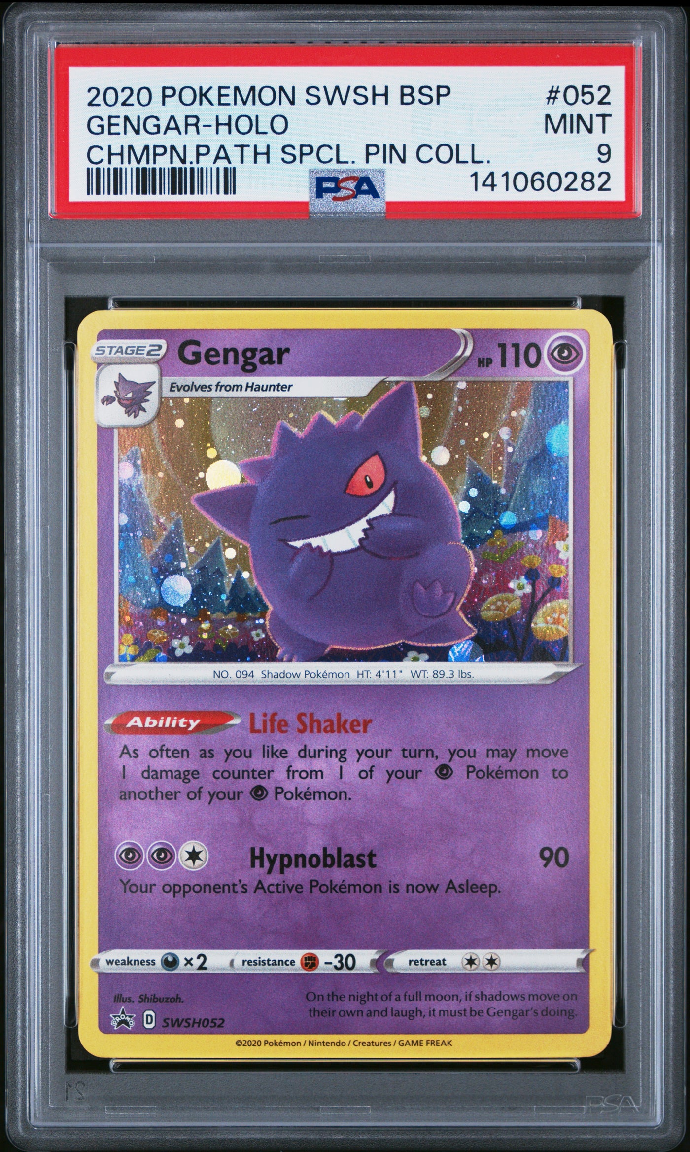Gengar Holo 052/073 Champion's Path Special Pin Collection - Pokemon - PSA 9